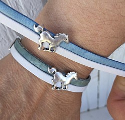 Bracelet cuir chevaux argent ou or plusieurs coloris