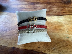 Bracelet mors dire ou argent  cuir tressé. Plusieurs couleurs